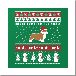 Christmas Xmas Corgi Through The Snow Posters and Art